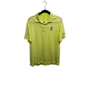Nike Golf Dri-Fit Men Polo Shirt Yellow Mickey Mouse Graphic Golf Performance M